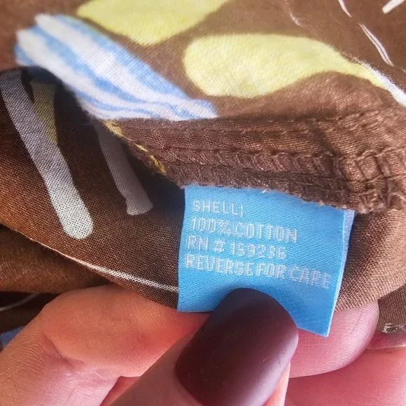 J McLaughlin Lois Button Up Shirt XL Brown AOP Retro Beach Ski Resort Vacation - Picture 6 of 10